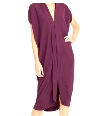RACHEL Rachel Roy Plum Draped V-Neck Midi Dress - Size L